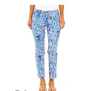 Lilly Pulitzer Kelly Pants Tic Tac Tile Blue Pink Pattern 00